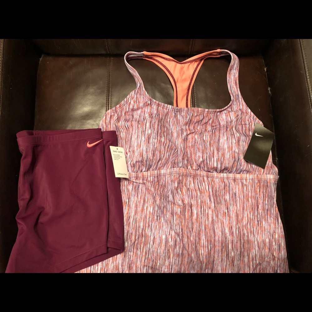 Nike Women's Purple Multi Racerback Tank with Maroon Shorts